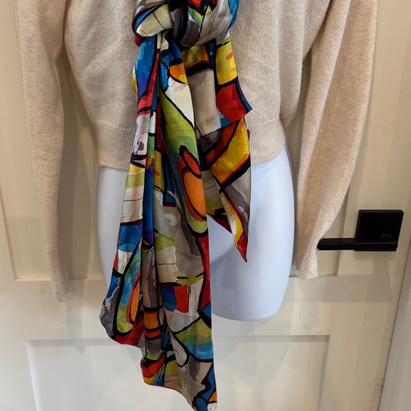 Colorful Abstract Silk Scarf - Picture 3 of 4